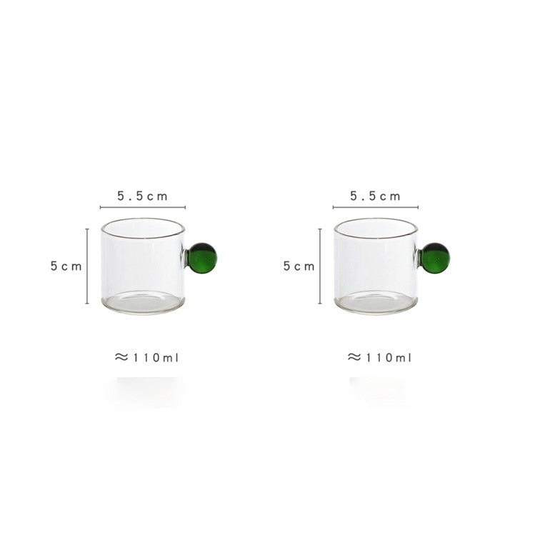 Espresso Cups small Cups Home Glass Ball Handle Coffee Cup Tea Water Cup Saucer  Steak Juice Bucket Table Decor