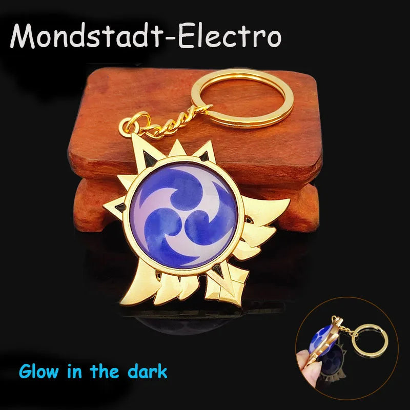 Game Impact Mondstadt Liyue Inazuma Sumeru Cosplay Vision Keychain Pyro Cyro Electro Hydro Geo Anemo Bag Pendant Props