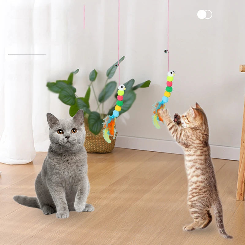 Fun simulation of mouse and cat toys, cat, kitten, rope, mouse, caterpillar, interactive toy, telescopic hanging door, pet toy