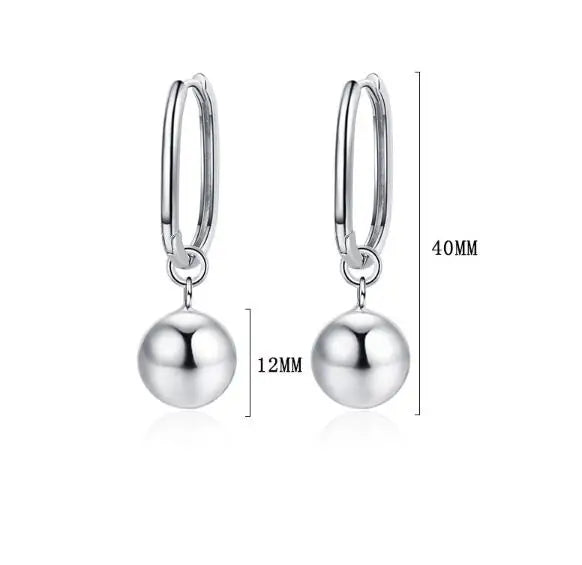 Original 925 Sterling Silver Large Beads Ball Hoop Earrings For Women 2023 Korean Wedding Party Jewelry Gift Female Pendientes