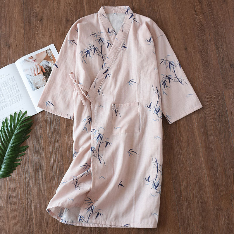 pajamas summer new 100% cotton gauze pajamas nightgown ladies SPA yukata homewear long pajamas women