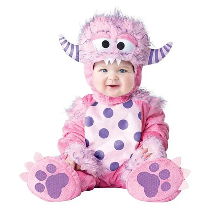 Baby Boy Girl Costume Romper Onesie Toddler Halloween Clothes Cartoon Animal Rompers Flannel Warm Soft Baby Infant Clothing
