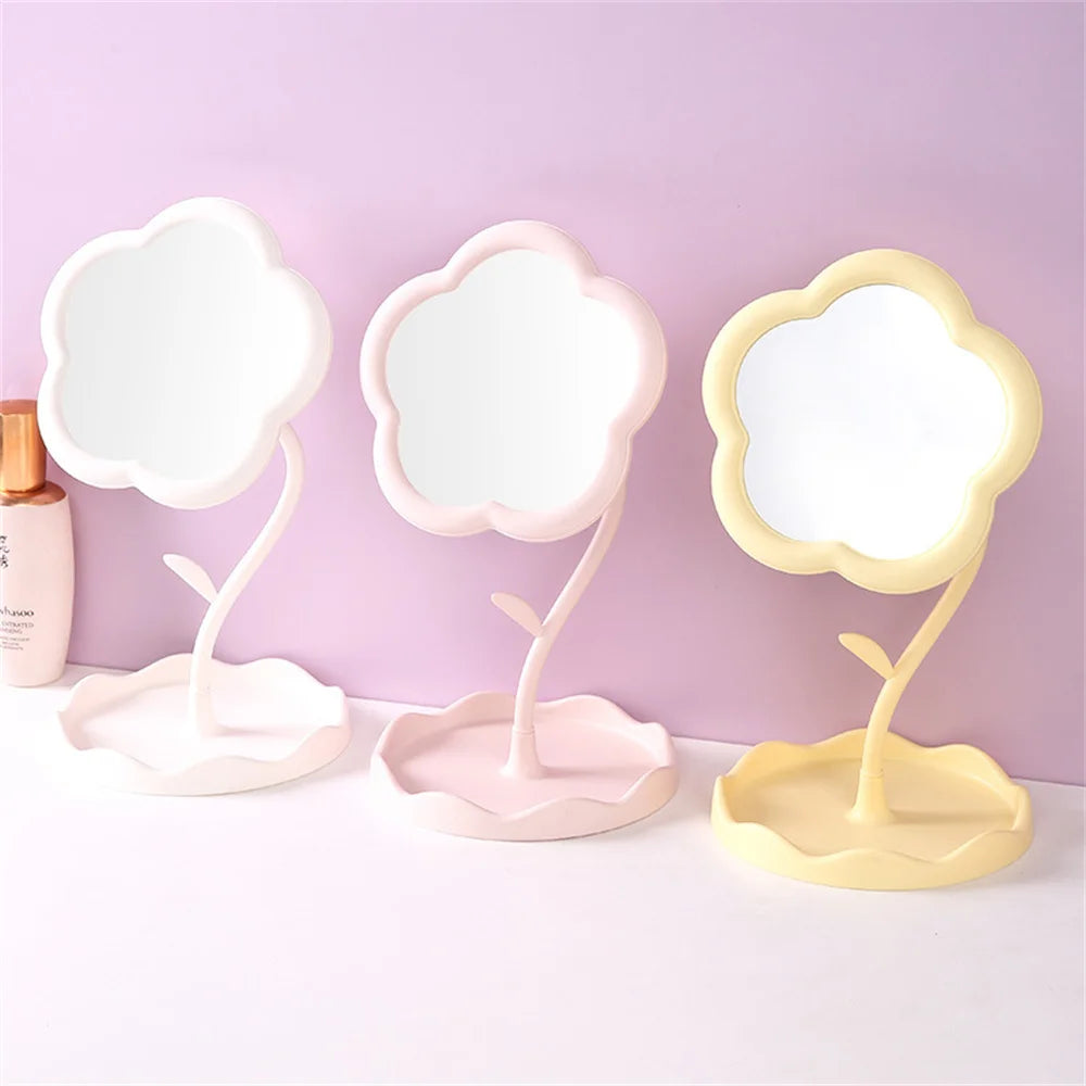 Desktop Makeup Mirror Sunflower Shaped Cute Girly Heart Dressing Mirror Detachable Hanging Jewelry High-definition Makeup Mirror