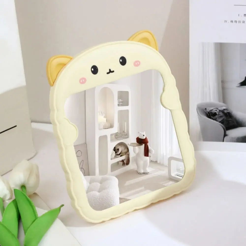 Plastic Cat Dressing Mirror Animal Cute Desktop Makeup Mirror European Style Bread Side Bear Folding Mirror Dressing Table