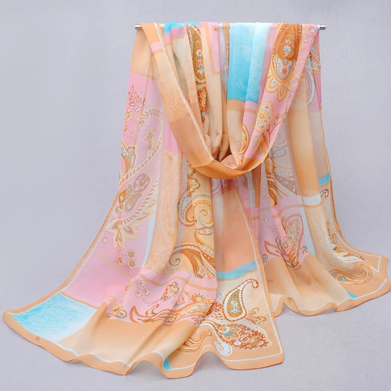 Chiffon silk scarf scarf female summer and autumn all-match scarf long Polyester air conditioning cape silk scarves shawl