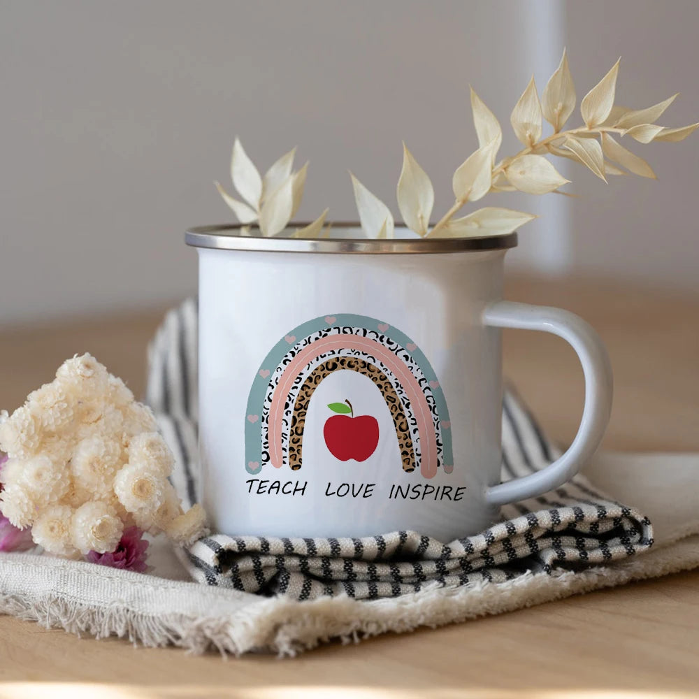 What's Your Superpower Teacher Coffee Tea Mug Cup Teacher Appreciation Gift Love Teach Inspire Teachers Enamel Mug
