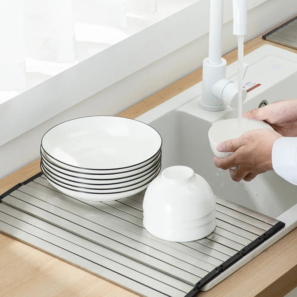 304 Stainless Draining Basket Sink Chopping Board Multifunctional Folding Cutting Board Sink Washbasin Chopping Board Drain Rack