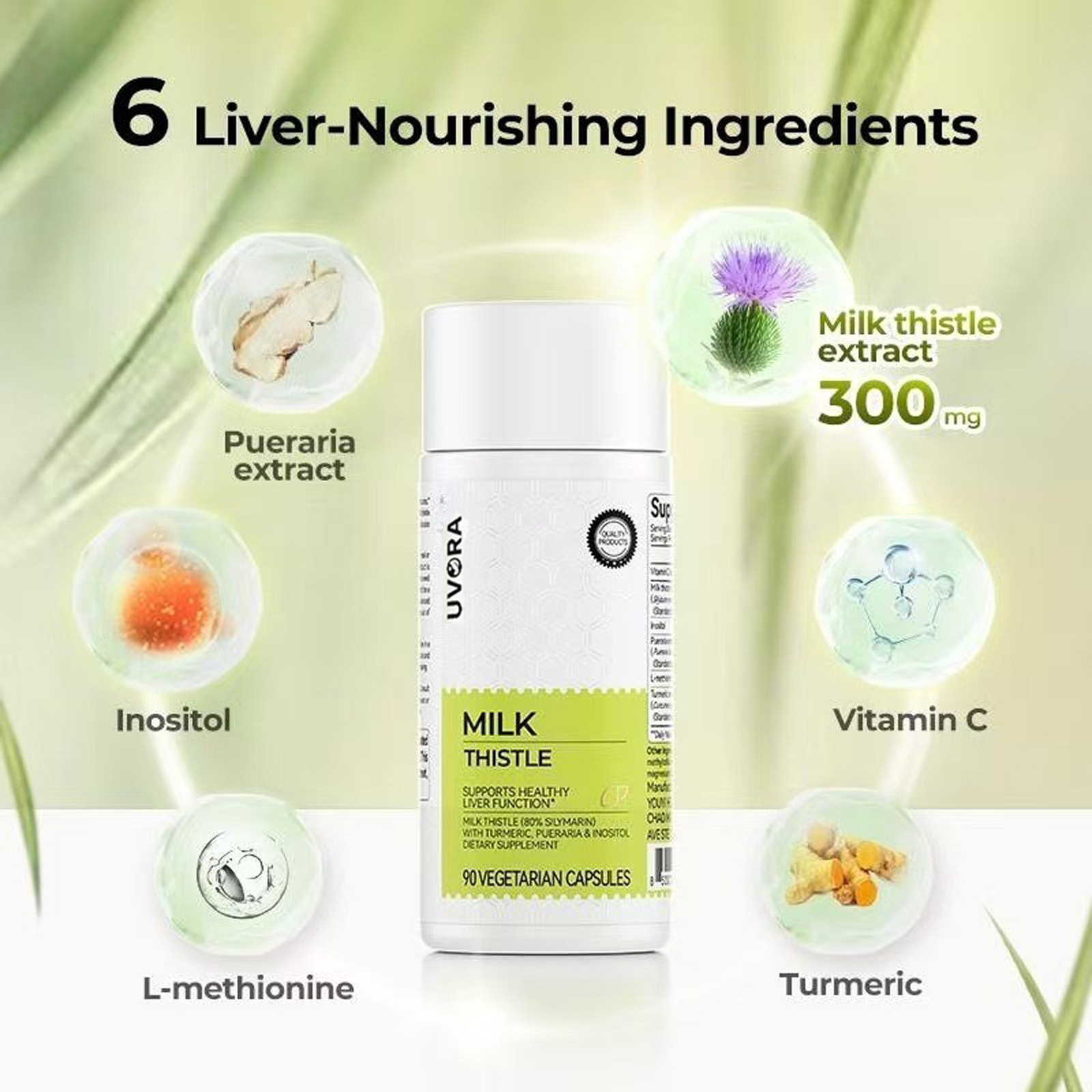 Uvora - Milk Thistle Detox 2.0, 2026 Upgraded Milk Thistle Tablets with 90 Tablets, Contains Multiple Natural Ingredients, Provides Support to the Body, Suitable for Men and Women