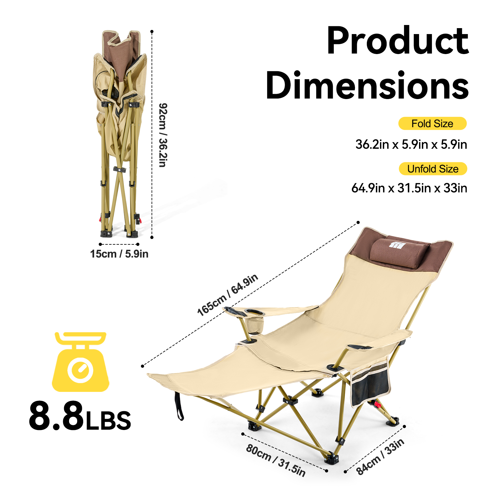 Tanstrider Foldable Camping Lounger 15016