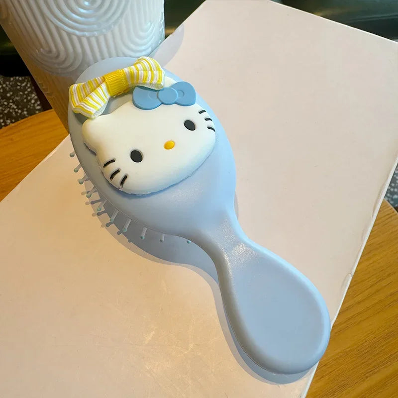 Kawaii Hello Kitty Mini Comb Anime Sanrio Girls Pocket Massager Anti Static Air Cushion Portable Hair Brushes Accessories Gifts