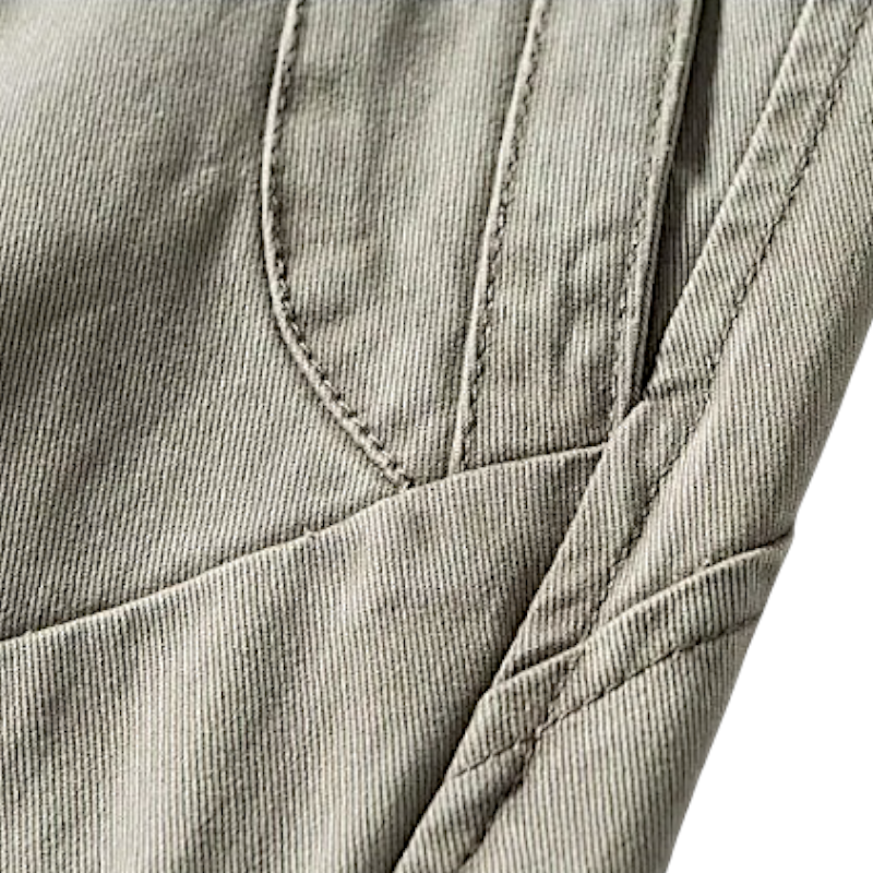 Cotton twill pants with curve seams