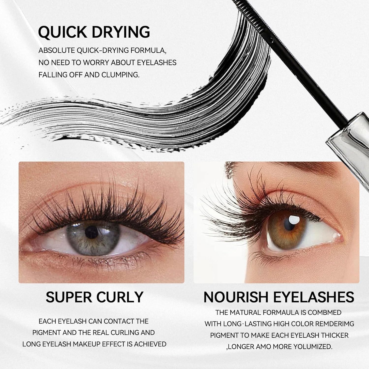 Facelove Iron Eye Mascara ab 50 Jahre, 2026 Waschbare Metal Wand Mascara, Schwarz Wasserfeste Wimperntusche 3D Super Curling, Long-Lasting Volumizing