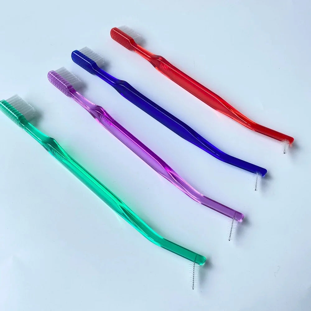 Orthodontic Toothbrushes Double-Ended Interdental Brush V Trim End Tuft Toothbrush for Cleaning Ortho Braces Toothbrush