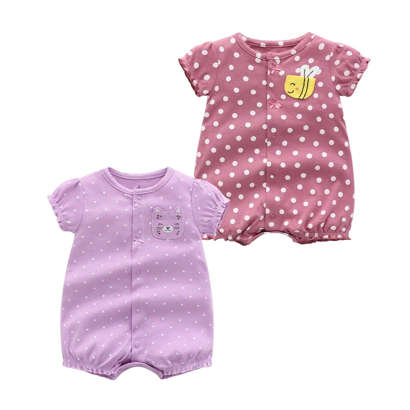 2Pcs/lot Brand Summer Baby Girl Clothes Cotton Jumpsuit Baby Clothing Short sleeve  Infant Boys Clothes 0-24M Baby Rompers
