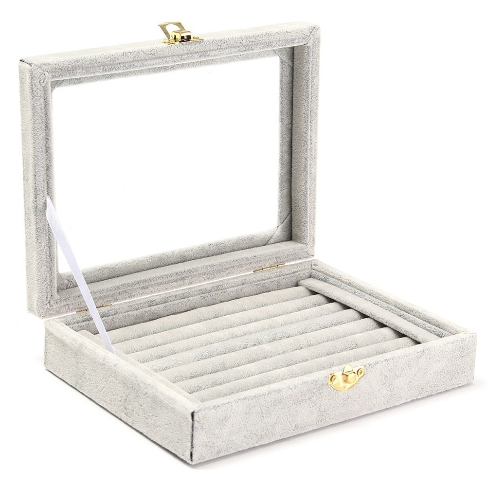 Velvet Wooden Earring Ring Holder Jewelry Box Rings  Tray Holder Jewelry Storage Box Jewelry Display Organizer Storage Boxes Jew