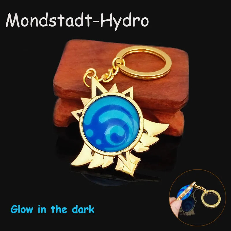 Game Impact Mondstadt Liyue Inazuma Sumeru Cosplay Vision Keychain Pyro Cyro Electro Hydro Geo Anemo Bag Pendant Props