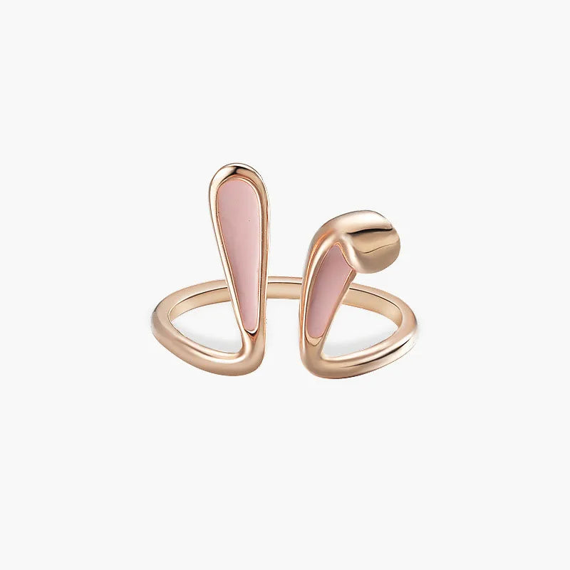 Cute Pink Bunny Ears Ring Girls Woman Trendy Jewelry Gifts Wedding Banquet Accessories Ring Resizable