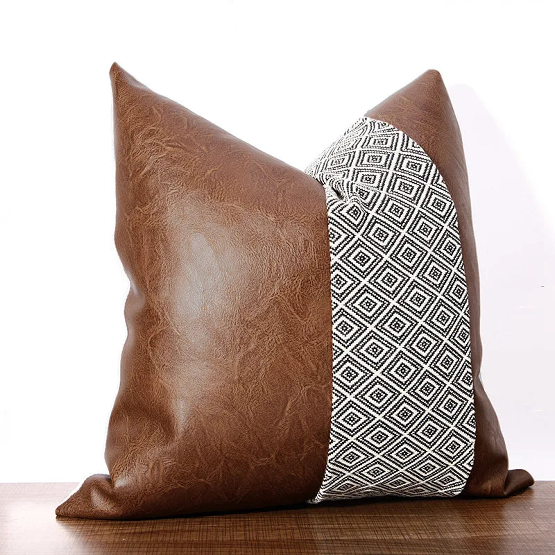 Cushion Cover Luxury Pillow Case 45*45 Sofa Decorative PU Leather Cushion For Living Room Bedroom Car Decor New