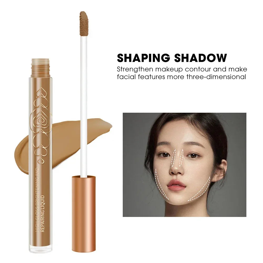 Double Head Face Contouring Stick 2 In 1 High Gloss Grey Brown Matte Nose Shadow Cream Brighten Highlighter Face Bronzer Makeup