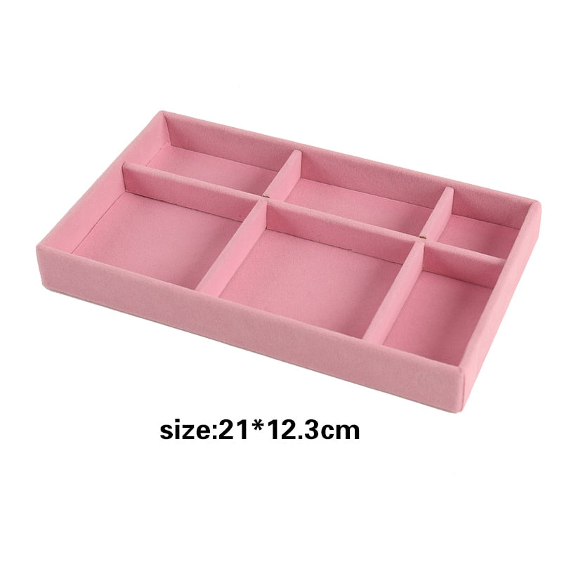 Hot Sales Fashion Portable Velvet Jewelry Ring Jewelry Display Organizer Box Tray Holder Earring Jewelry Storage Case Showcase