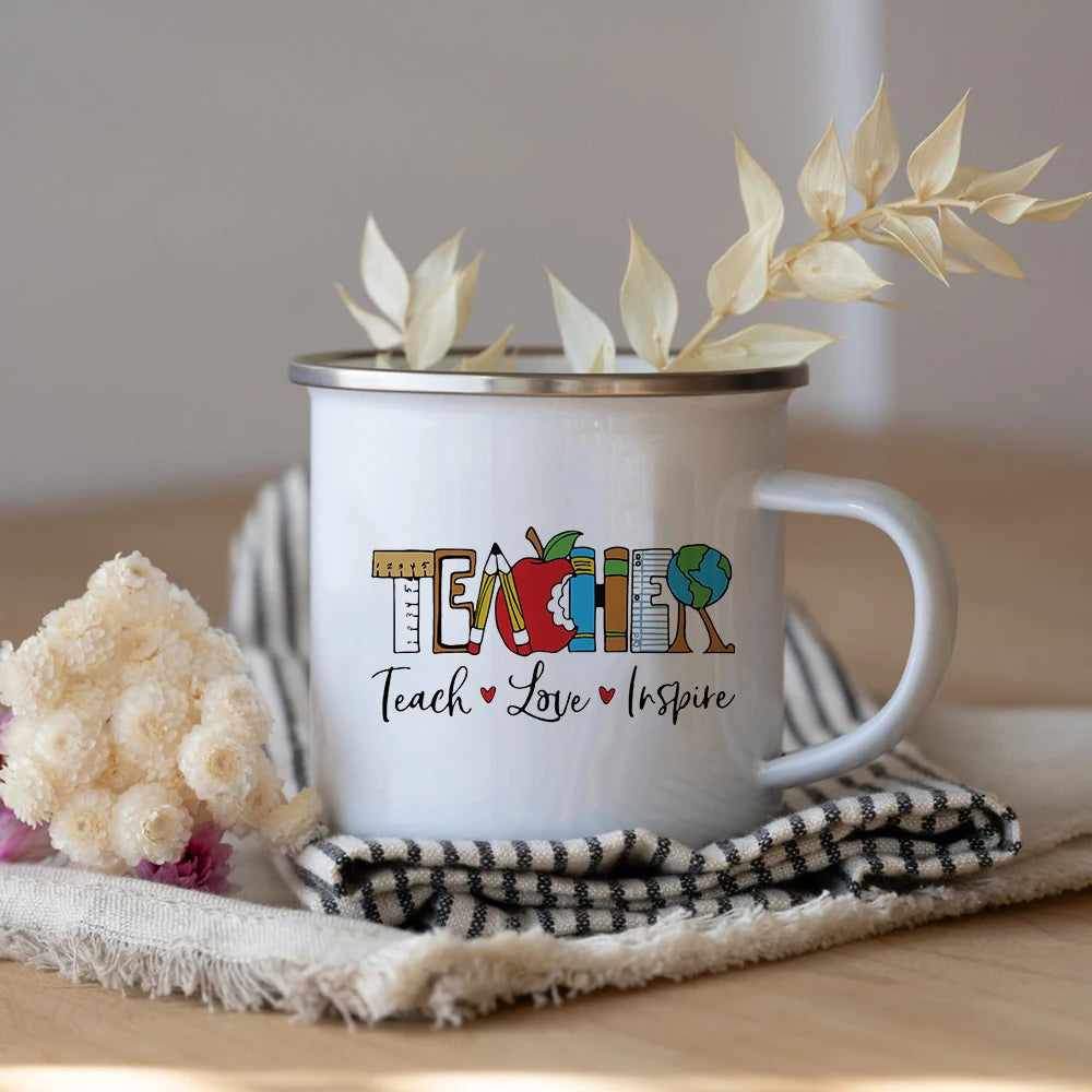 What's Your Superpower Teacher Coffee Tea Mug Cup Teacher Appreciation Gift Love Teach Inspire Teachers Enamel Mug