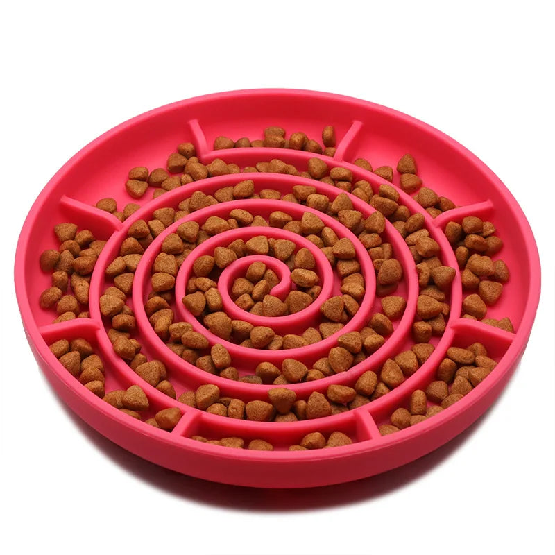 Pet supplies Slow Food  Bowl Cat Anti-Knockover Anti-Slip Food Bowl Puppy Anti-choking Silicone Toy Food Plate