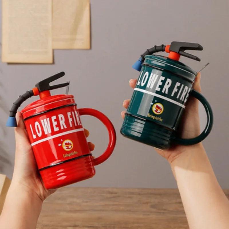 480ML Funny Fire Extinguisher Mug Office Living Room Outdoor Personality Tea Cup Male Female Student Couple Ceramic Cup