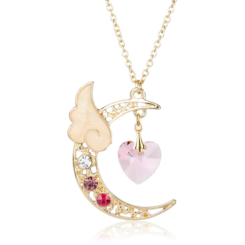 Anime Card Captor Sakura Necklace Star Flowers Cardcaptor KINOMOTO Sealing Wand Cosplay Pendant Woman Girl Jewelry