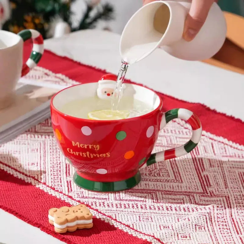 Christmas cup ceramic breakfast cup couple mug cutlery coffee cup large bowl cup oatmeal cup