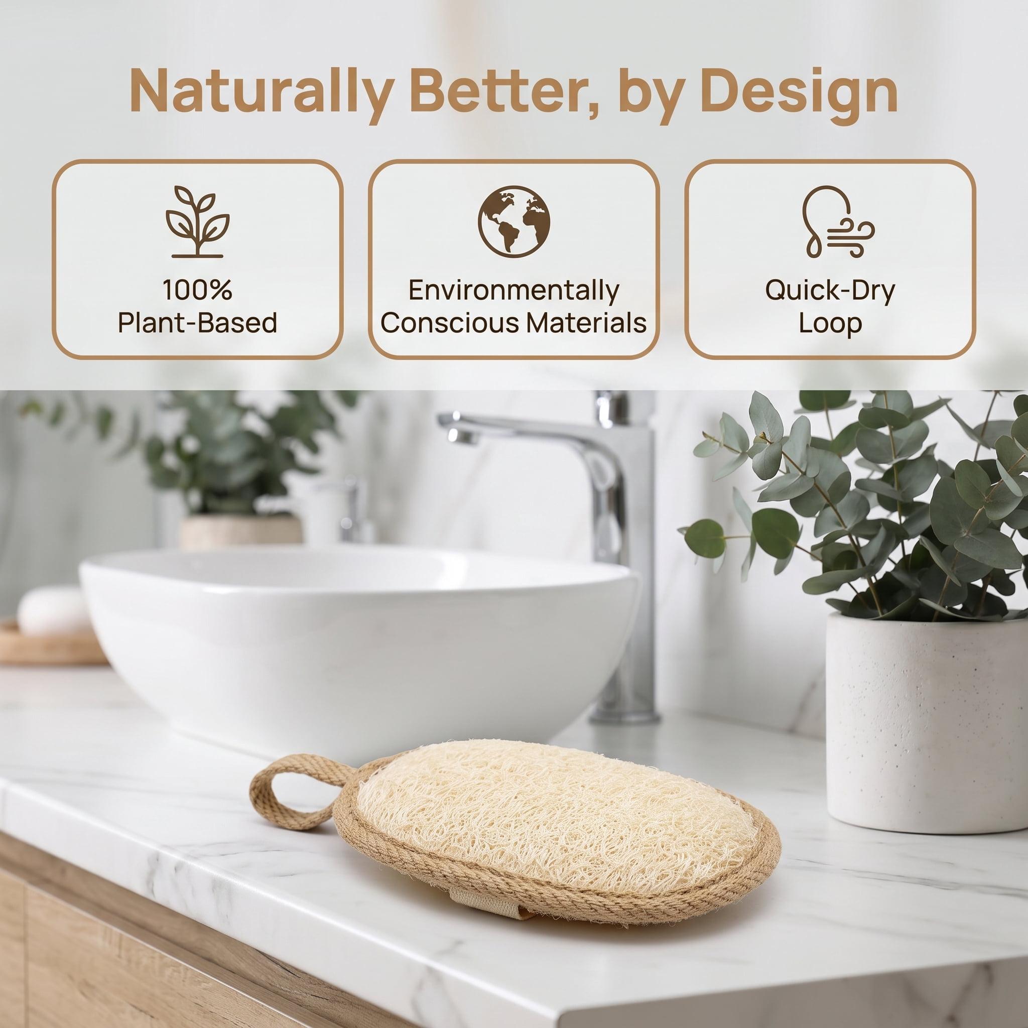Natural Loofah Exfoliating Body Scrubber Pads, 100% Plant-Based Shower Luffa Sponge for Women & Men, Eco-Friendly Bath Loofah(3PCS)