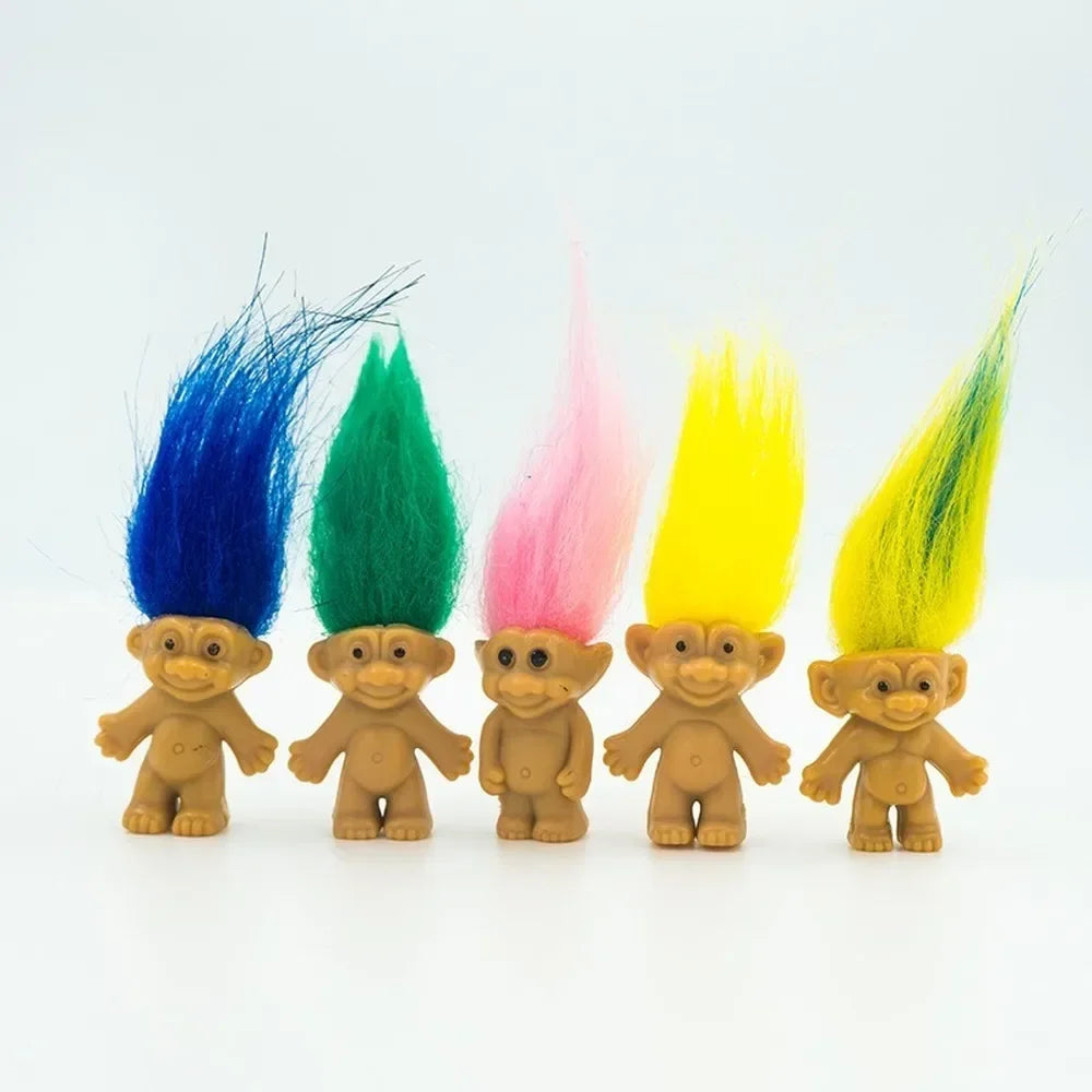 5Pcs/lot Funny Trolls Dolls Anime Action Figure Colorful Hair Family Members Models Kids Toys for Children Gift Nostalgic Adult