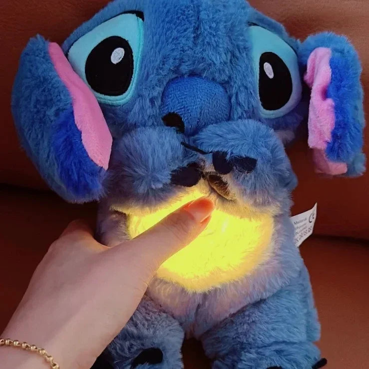 Kawaii Stitch Plush Doll Baby Sleeping Companion Sound Soothing Musical  Kawaii With Air Bag and Light Doll Breathing Toys Gifts