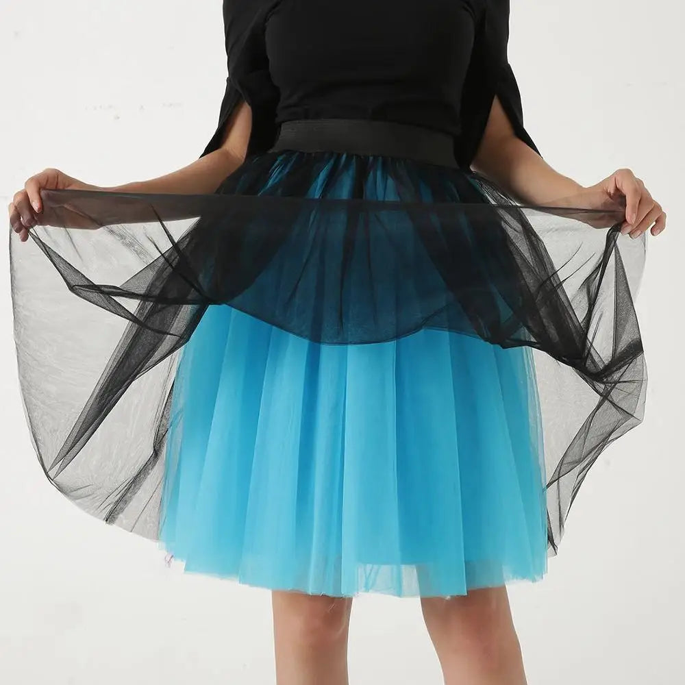 Quality 5 Layers Fashion Tulle Skirt Pleated TUTU Skirts Womens Lolita Petticoat Bridesmaids Midi Skirt Jupe Saias faldas