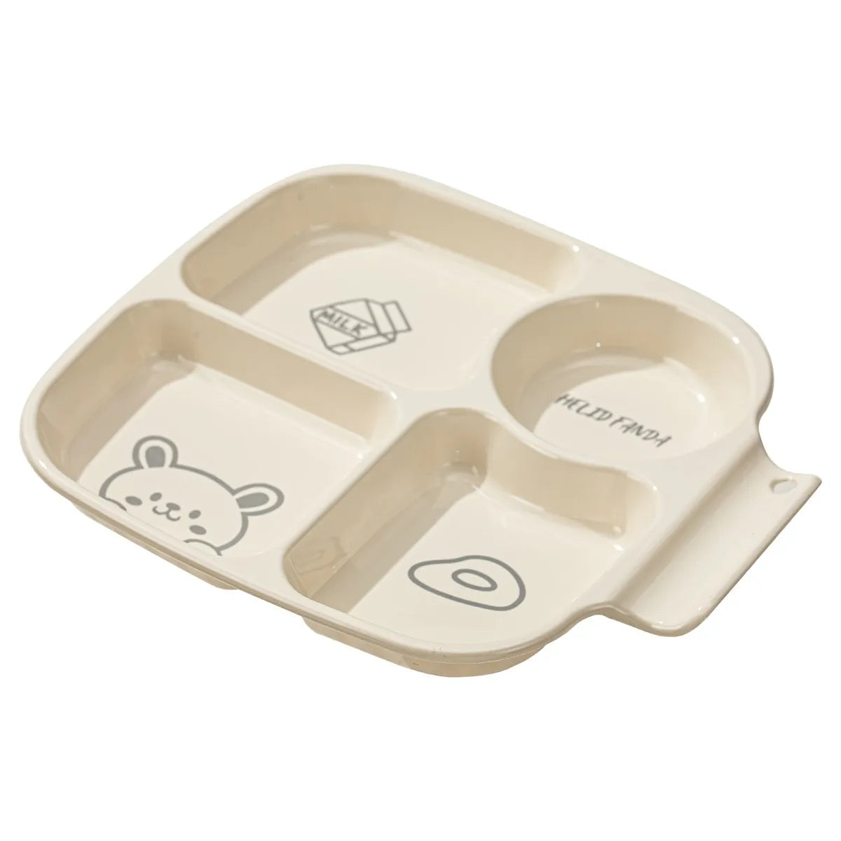 4-Compartment Cute Children Food Plate Dishes Reusable Plastic Snack Dessert Salad Plate Fruit Tray Tableware Dishwasher Safe