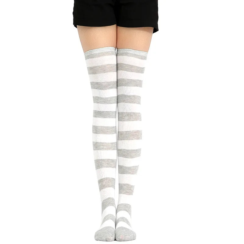 JK Woman Cosplay Stockings Orange Black Strips Lolita Long Socks Over Knee Thigh High Socks Women Compression Socks