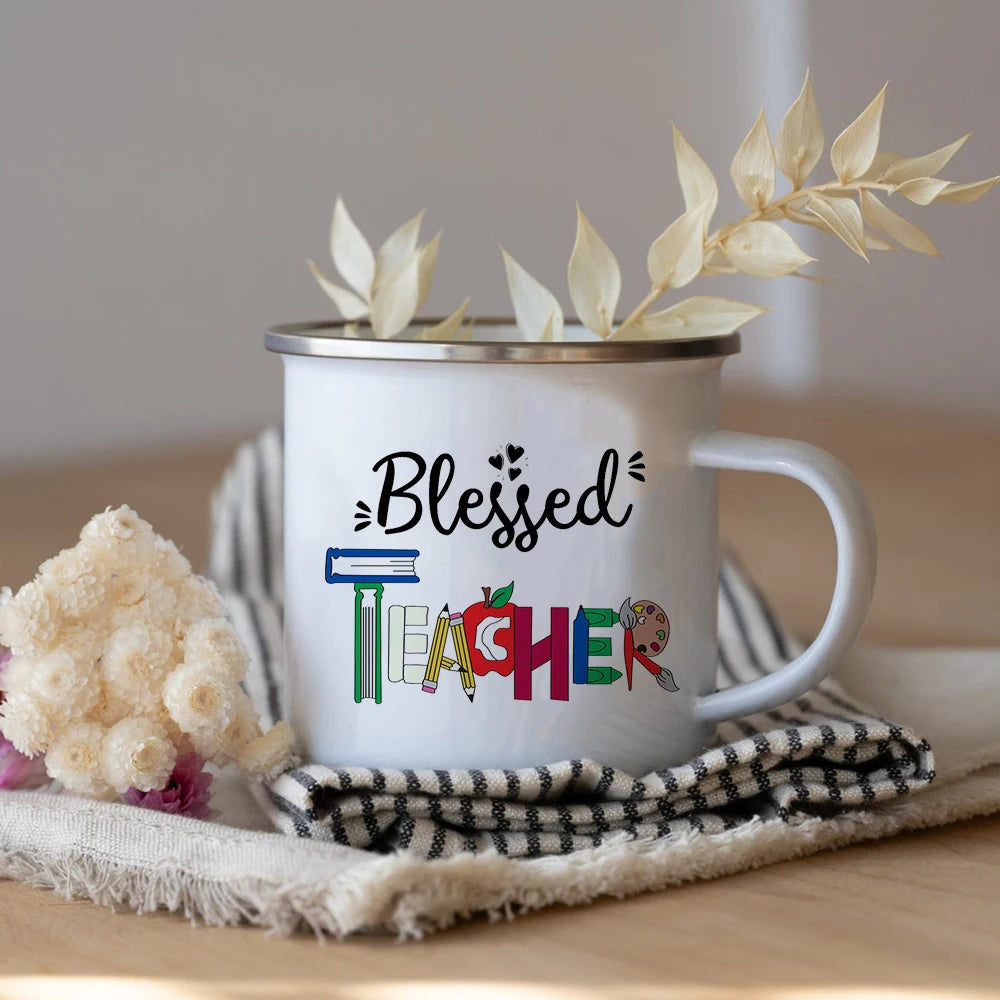 What's Your Superpower Teacher Coffee Tea Mug Cup Teacher Appreciation Gift Love Teach Inspire Teachers Enamel Mug