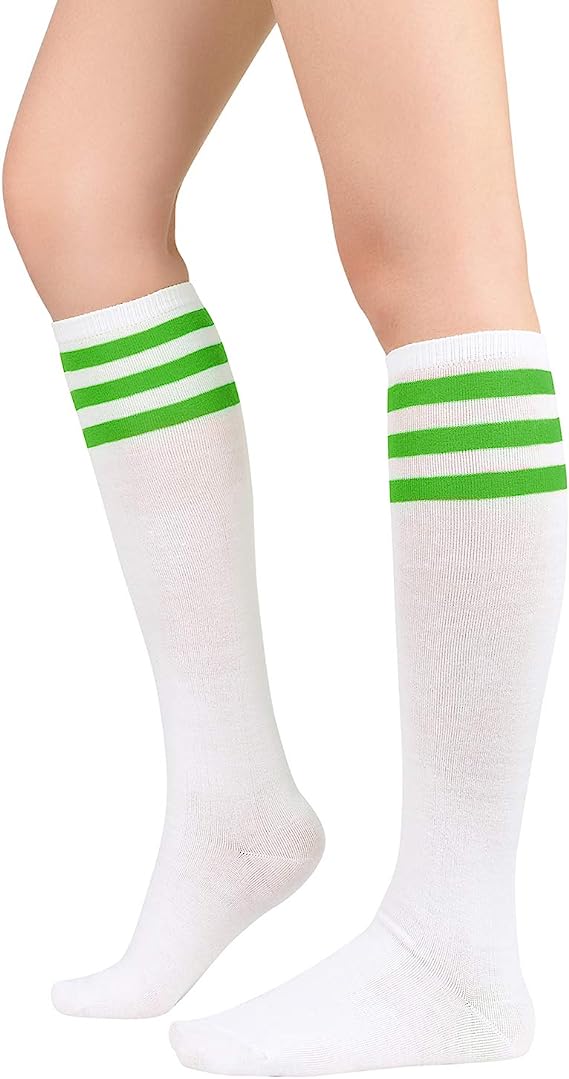 Women's Knee High Socks Classic Knee Socks Opaque Thigh High Stockings Casual Tube Socks Striped Athletic Socks