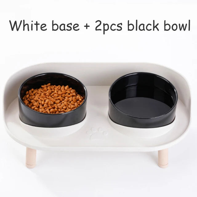 Cat Double Bowls Feeder Adjustable Height Pet Cats Drinker Water Bowl Elevated Feeding Kitten Supplies Food Feeders Dogs Dish