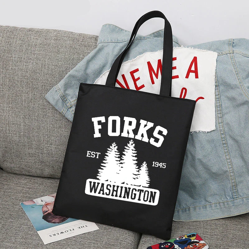 The Vampire Diaries Shopping Bag Women's Tote Canvas Bags Mystic Falls Virginia Salvatore Shoulder Handbag Shopping Bags