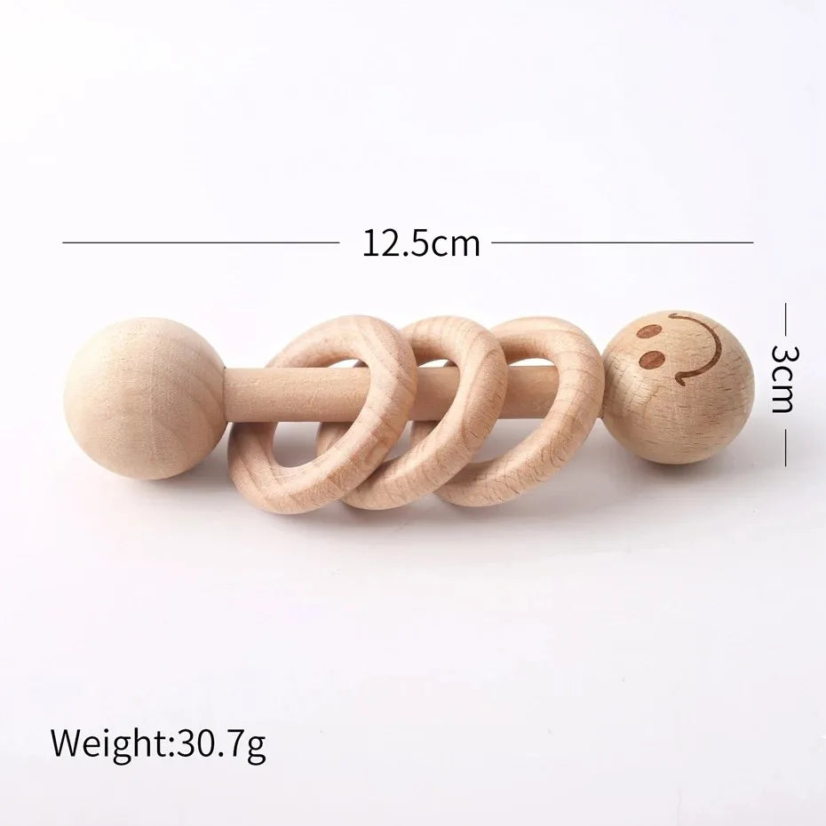 1PC Baby Ratter Toys Wooden Fruit Crochet Ringing Teether BPA Free Lemon Rainbow Rings Newborn Montessori Teether Kid Toys Gifts