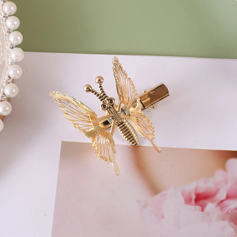 2022 New Butterfly Pearl Tassel Hairpin Korean Simple Side Clip Liu Haibian Clip Shark Hairpin Hair Accessories Women