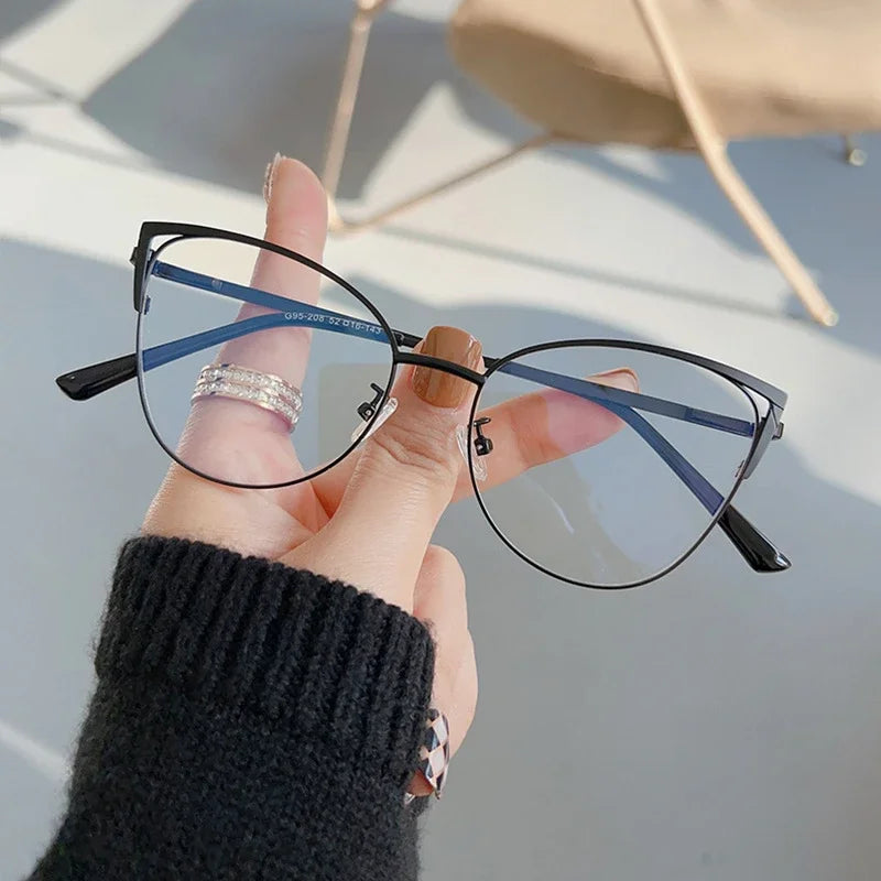 New Fashion Anti Blue Light Blocking Glasses Women Men Retro Cat Eye Frame Reading Computer Clear Lens Simple Female Eyeglasses