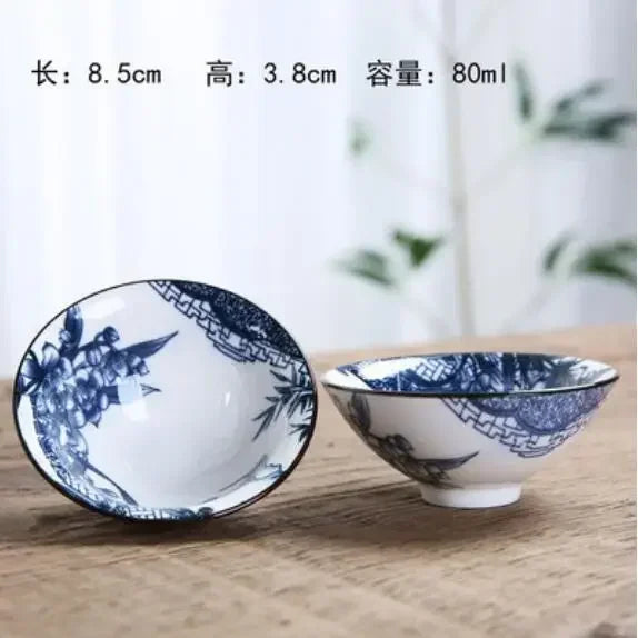 6 sets Chinese ceramic cups fish cups blue and white  teapot small porcelain tea bowl tea cup teaset accessories drink Drinkware