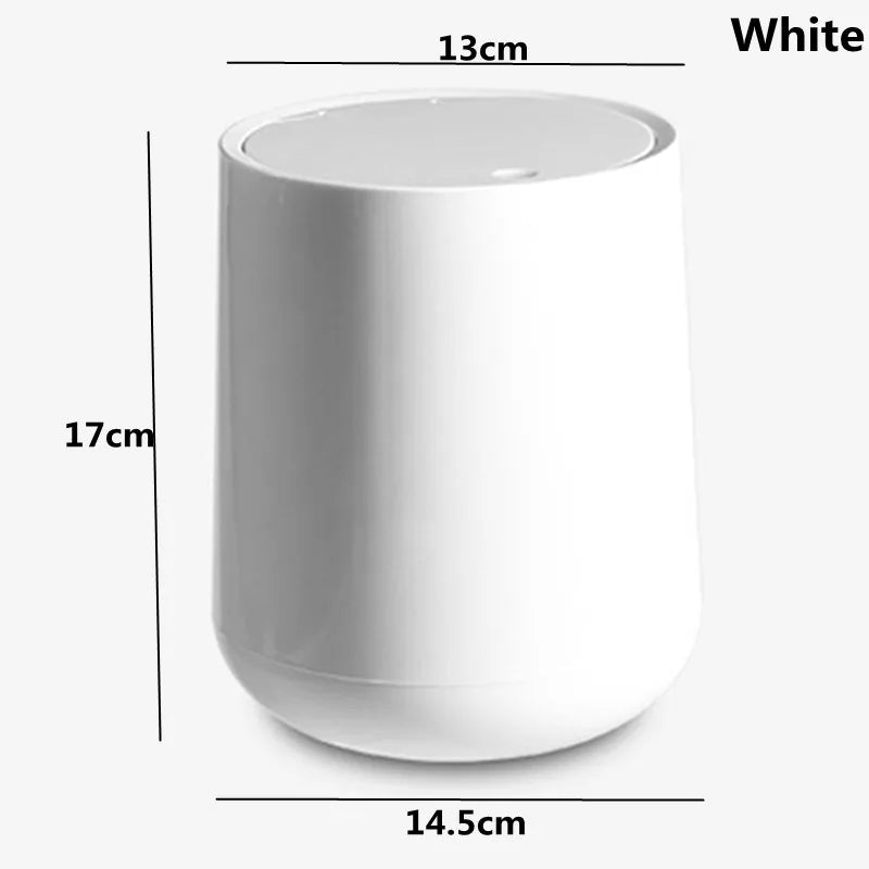 Small Round Plastic Trash Can Wastebasket Garbage Container Bin with Swing Top Lid  Garbage Bucket for Bathrooms Kitchens FU