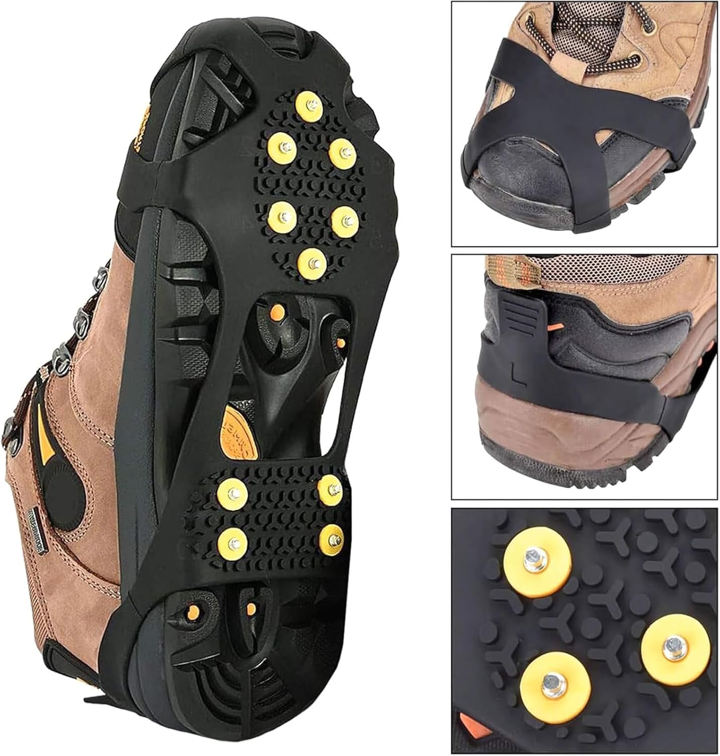Ice Grips for Shoes and Boots, 2026 New Snow grips over Shoes, Anti-Slip Crampons 10 Studs Traction Cleat for Women Men Kids Hiking Fishing Walking Jogging