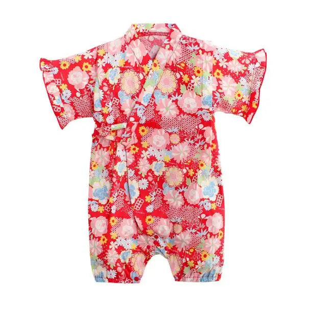 Summer Baby Clothes Kids Kimono Japanese Style Romper Girls Jumpsuit Retro Bathrobe Uniform Bebes Pajamas Formal Clothes