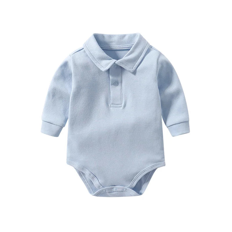 Newborn Baby Clothing Boys Polo Shirt Long Sleeve 100%Cotton Bodysuit 0-24 Months Spring&Autumn Solid Color Toddlers Baby Romper