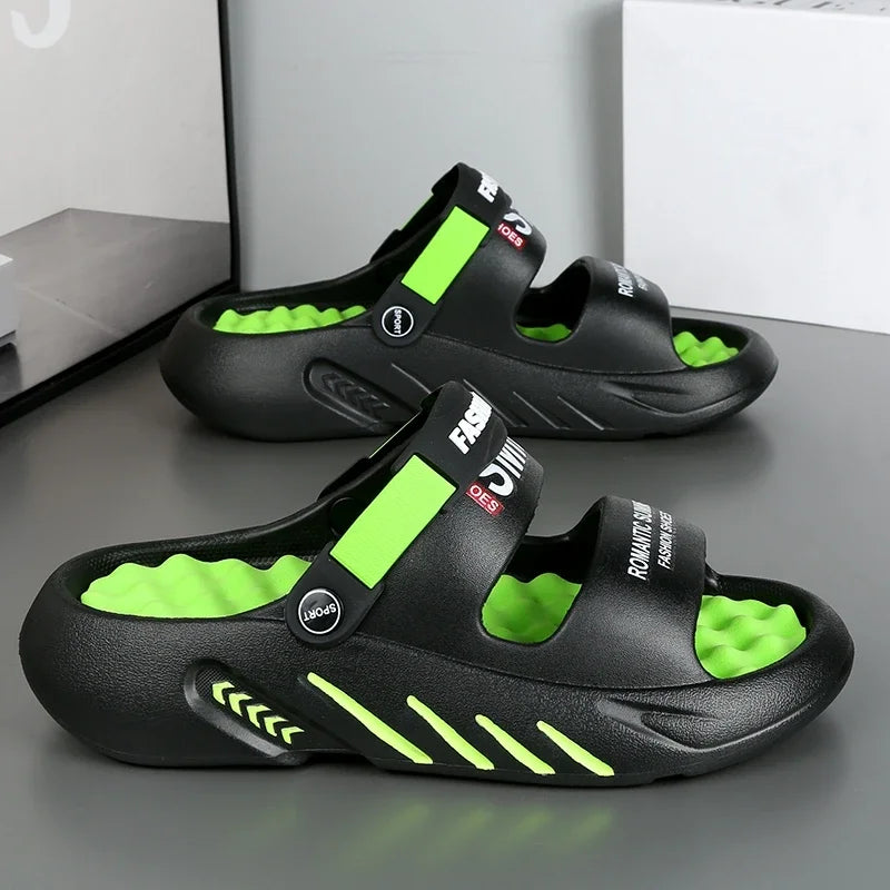 2024 Summer Men's Massage Slippers Outdoor Sandals Beach Comfortable Soft Slides Indoor Casual Shoes Men Sandals Big Size 47 48