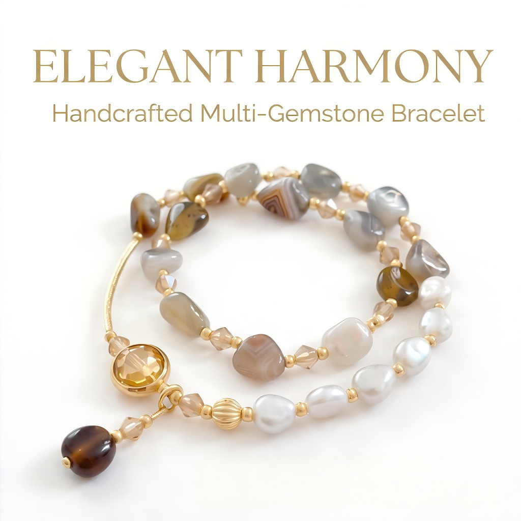 Layered Natural Stone Wrap Bracelet