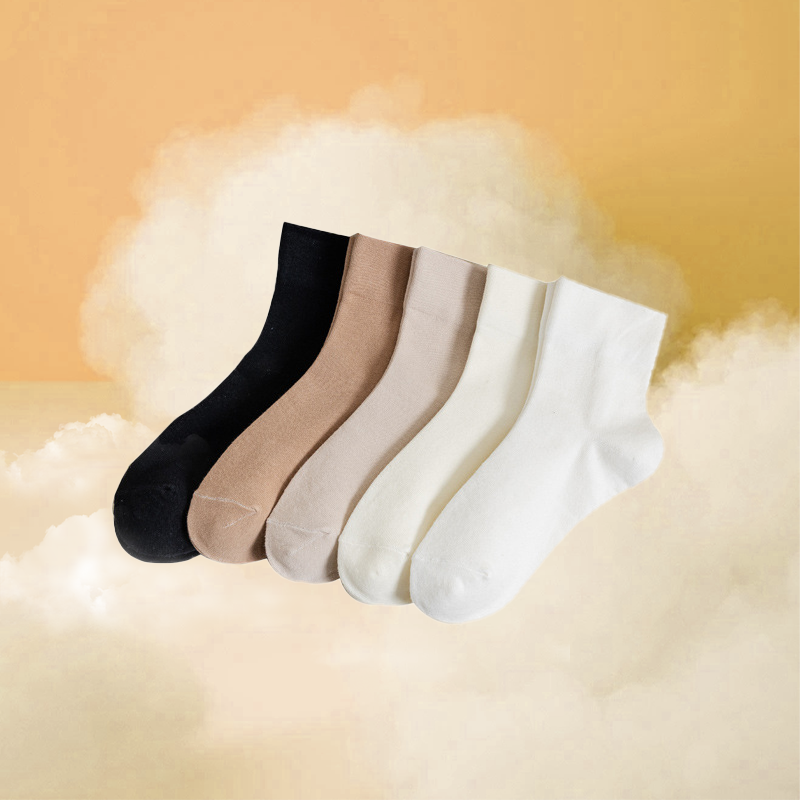 Mid-calf socks boneless socks white long socks solid color female cotton socks
